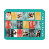 2024 Year Monthly Calendar Photo Collage Modern Magnet (Horizontal)