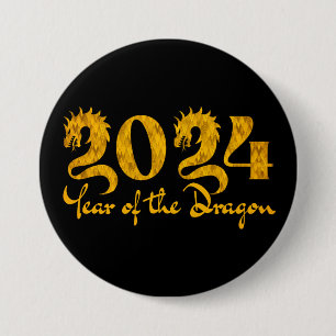 2024 YEAR OF THE DRAGON GOLD 3 INCH ROUND BUTTON