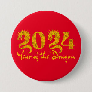 2024 YEAR OF THE DRAGON GOLD 3 INCH ROUND BUTTON