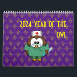 2024 year of the owl calendar<br><div class="desc">Sweet, funny and adorable cartoon owls calendar for 2024, because we never laugh nor have enough of cute owls.</div>