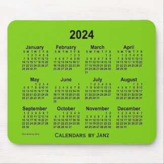 2024 Yellow Green Calendar by Janz Mouse Pad