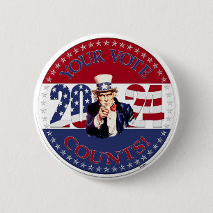 2024 Your Vote Counts Uncle Sam 2 Inch Round Button