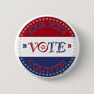 2024 Your Vote Counts VOTE Script 2 Inch Round Button