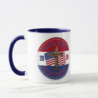 2024 Your Vote Counts with Cross and USA Flag Mug