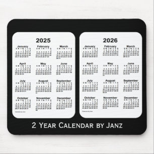 2025-2026 Black and White 2 Year Calendar by Janz Mouse Pad