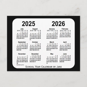 2025-2026 Black and White School Calendar by Janz Postcard