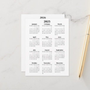 2025–2026 Year-at-a-Glance Calendar Postcard