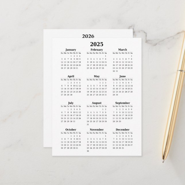2025–2026 Year-at-a-Glance Calendar Postcard (Front/Back In Situ)