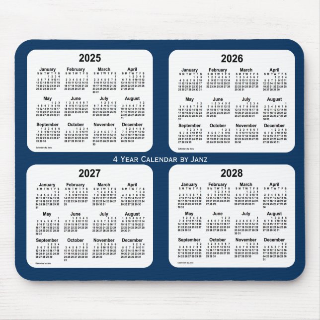 2025-2028 Police Box Blue 4 Year Calendar by Janz Mouse Pad (Front)