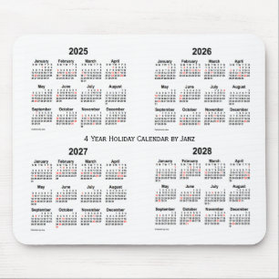 2025-2028 White Holiday Calendar by Janz Mouse Pad