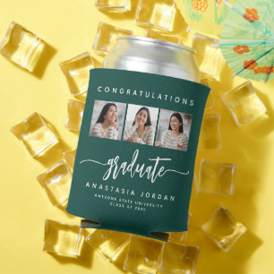 2025 3-Photo Green Congratulations Graduate Can Cooler