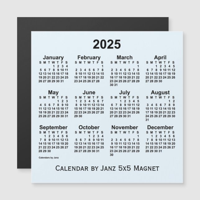 2025 Alice Blue Calendar by Janz 5x5 Magnet (Front/Back)