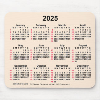 2025 Antique White 52 Weeks ISO Calendar by Janz Mouse Pad