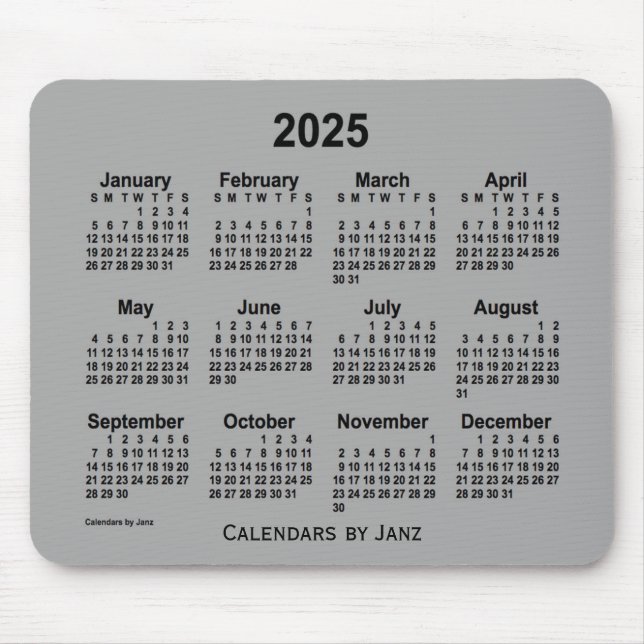 2025 Battleship Grey Calendar by Janz Mouse Pad (Front)