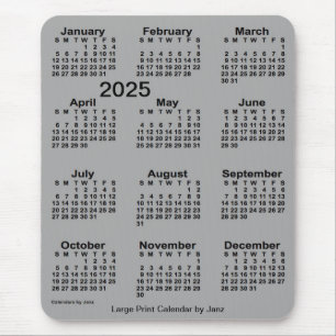 2025 Battleship Grey Large Print Calendar by Janz Mouse Pad