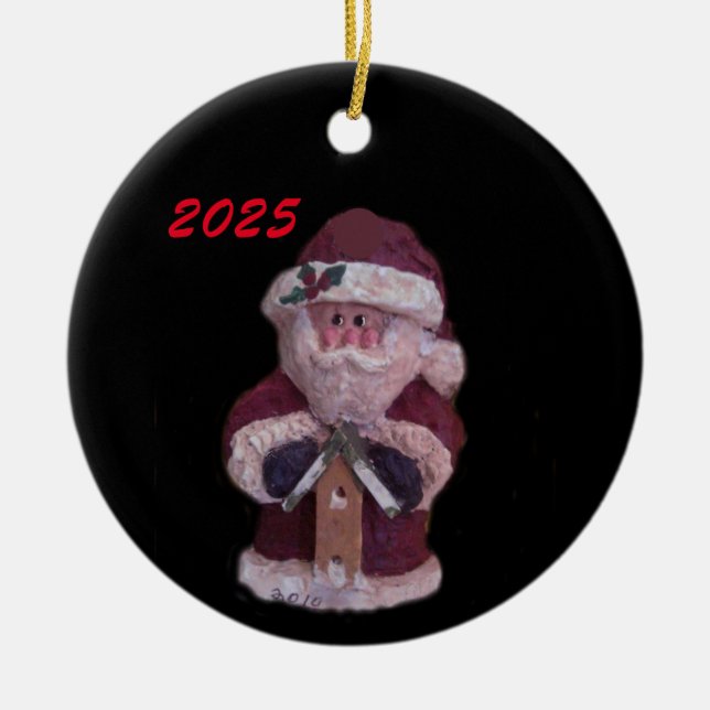 2025 BIRDHOUSE SANTA CHRISTMAS  CERAMIC ORNAMENT (Front)