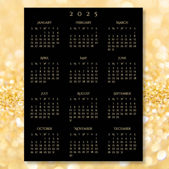 2025 Black Gold Full Year Home Office Calendar Poster (2025 Black Gold Full Year Home Office Calendar Poster)