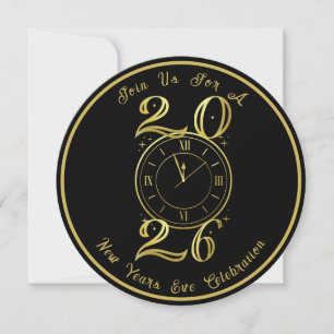 2025 Black Gold New Years Party Invitation