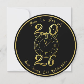 2025 Black Gold New Years Party Invitation
