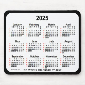 2025 Black Two Tone 52 Weeks Calendar by Janz Mouse Pad