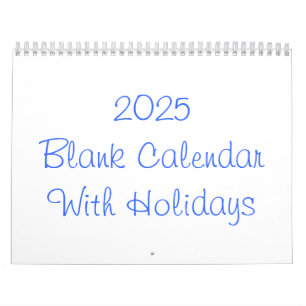 2025 Blank Calendar With Holidays