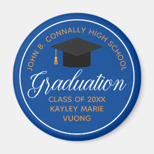 2025 Blue Gold Graduation Party Custom Keepsake Magnet