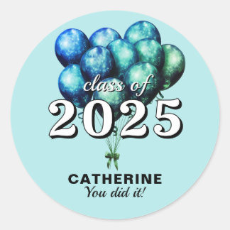 2025 Blue Graduation Classic Round Sticker