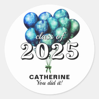 2025 Blue Graduation Classic Round Sticker