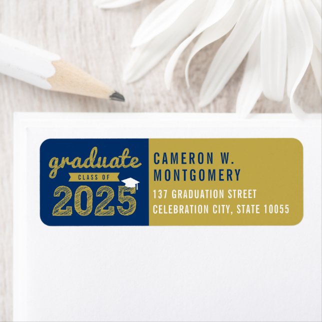 2025 Bold Croquis Moderne Marine Graduation Adress (En situation)