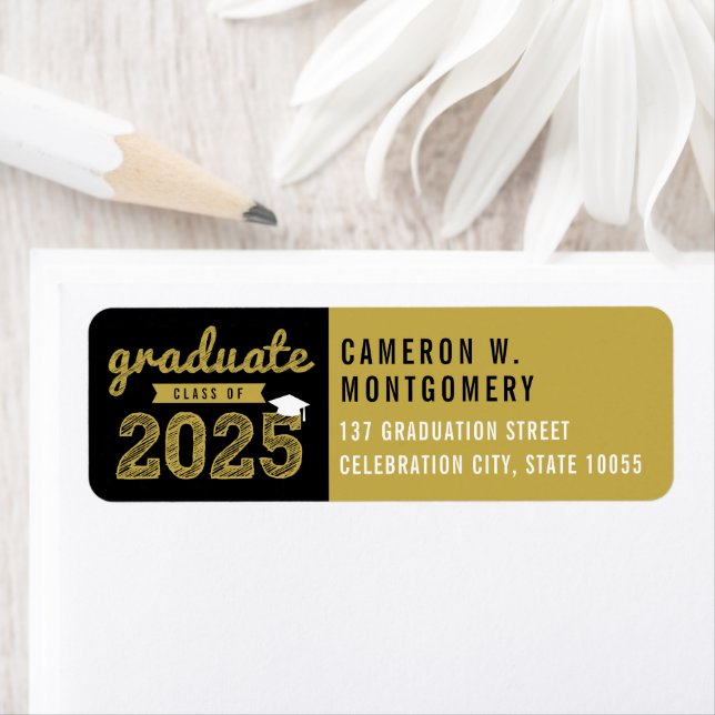 2025 Bold Gold Sketch Modern Graduation Address (Insitu)