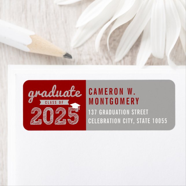 2025 Bold Sketch Modern Red Graduation Address (Insitu)