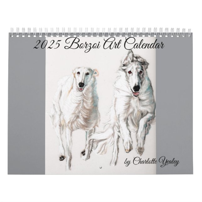 2025 Borzoi Art Calendar by Charlotte Yealey (Cover)