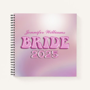 2025 bride retro pink script personalized notebook