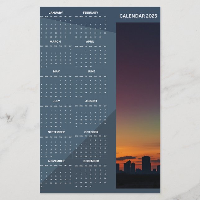 2025 budget calendar card (Front)