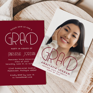 2025 Burgundy Gold Graduation Party Invitation