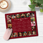 2025 Burgundy Red Multiple Photo Collage Calendar Mouse Pad<br><div class="desc">🌟2025 Burgundy Red Maroon Multiple Photo Collage Calendar Mouse Pad featuring a simple, minimalist year-at-a-glance calendar and 18 of your favourite photos. All the colours are all customizable. Makes a great gift for grandparents, parents, aunts, uncles, godparents, and more! Please contact us at cedarandstring@gmail.com if you need assistance with the...</div>