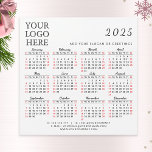 2025 Business Calendar Magnet Company Logo Simple<br><div class="desc">This simple square 2025 magnetic calendar is a template to place your logo, add company contacts, slogan or another text for your clients and colleagues. Months are in script font. Saturdays and Sundays are in red to plan and discuss the working days with ease. It's a practical gift idea for...</div>