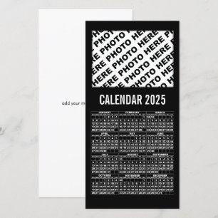 2025 Calendar Add 1 Horizontal Photo Card black