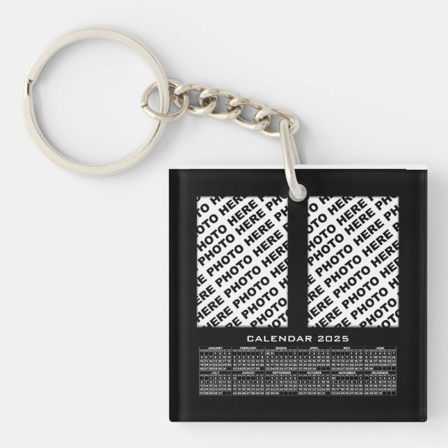 2025 Calendar Add 4 Vertical Photos Keychain (Front)