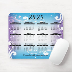 2025 Calendar Blue and Purple - Year Mouse Pad