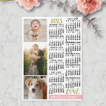 2025 Calendar Blush Pink Gold Custom Photos Magnet<br><div class="desc">Celebrate 2025 with this elegant family photo collage calendar magnet. With easy-to-read dates in bold black, this beautifully simple calendar has the words "2025" and "LOVE" in faux gold glitter with a blush pink bar along the bottom for your personalized family name or other text. Vertically along the left side,...</div>