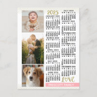 2025 Calendar Blush Pink Gold Family Photo Collage