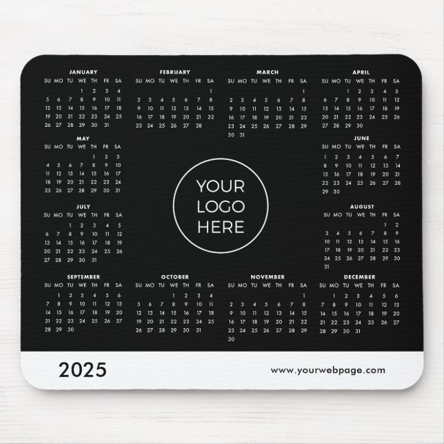 2025 Calendar Business Black Mouse Pad (Front)