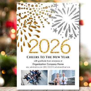 2025 Calendar Business Festive Fireworks Gold