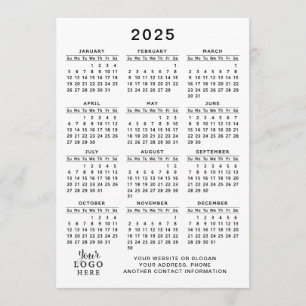 2025 Calendar Business Logo White Black Minimal Program