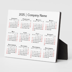 2025 Calendar Business Name Desktop Plaque