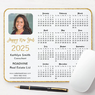 2025 Calendar Business Photo Elegant Gold Glitter Mouse Pad