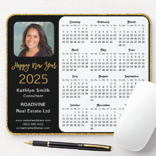2025 Calendar Business Photo Elegant Gold Glitter Mouse Pad