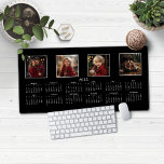 2025 Calendar Classic Modern Photo Collage Desk Mat<br><div class="desc">2025 Calendar Full Year Minimalist Classic Style Desk Mat Mouse Pad featuring your name and 4 of your favourite photos! 🌟This is for 2025🌟 This version is in chic black and white, but the colours can easily be customized! Please contact us at cedarandstring@gmail.com if you need assistance with the design...</div>