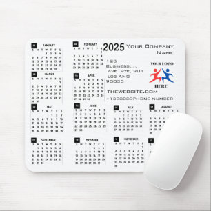 2025 Calendar Company Logo and Text  Mouse Pad